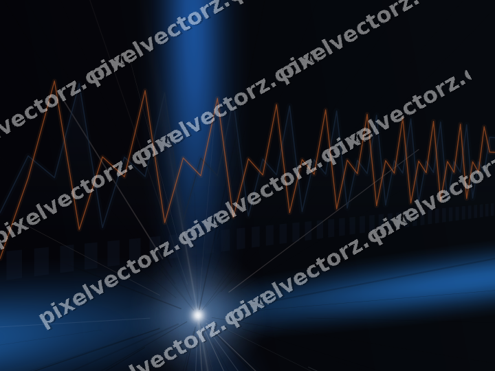 Glowing neon chart background in blue and orange