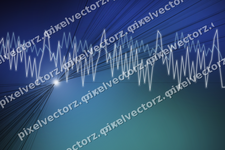 Glowing neon chart background in blue and cyan