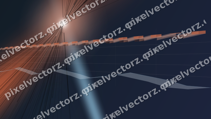 Glowing neon chart background in orange and cyan