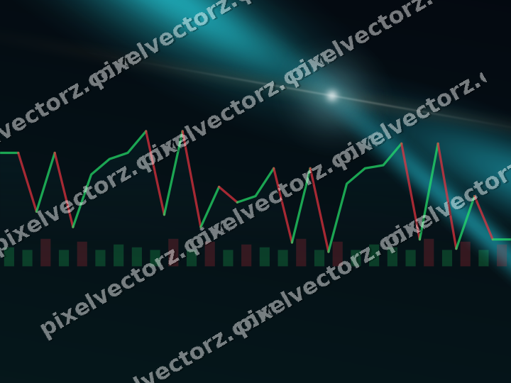 Glowing neon chart background in teal and orange