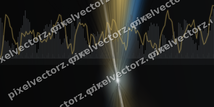 Glowing neon chart background in blue and amber