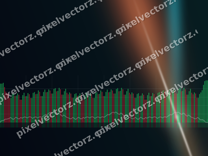 Glowing neon chart background in teal and orange
