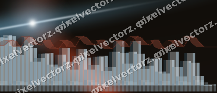Glowing neon chart background in cyan and red