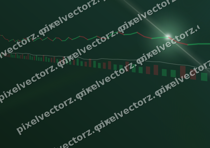 Glowing neon chart background in dark green and amber