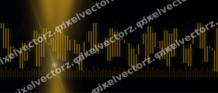 Glowing neon chart background in amber and blue