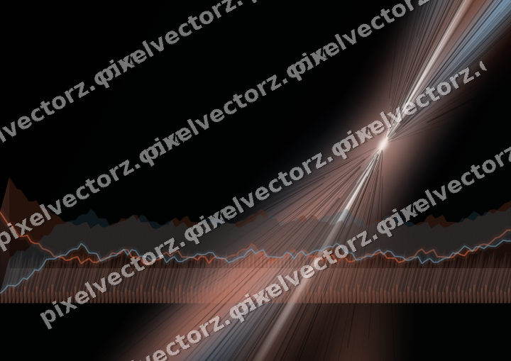 Glowing neon chart background in orange and cyan