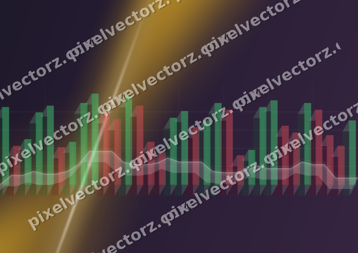 Glowing neon chart background in amber and purple