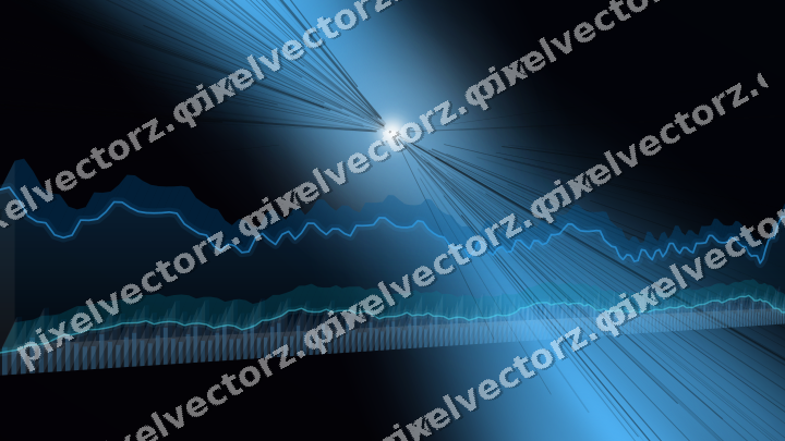 Glowing neon chart background in cyan and blue
