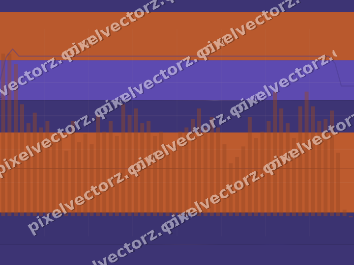 Glowing neon chart background in orange and blue