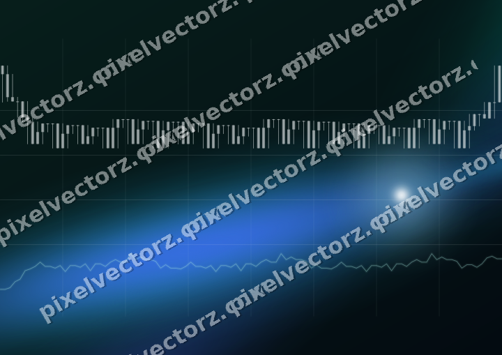 Glowing neon chart background in cyan and teal
