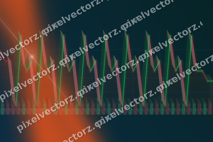 Glowing neon chart background in orange and teal