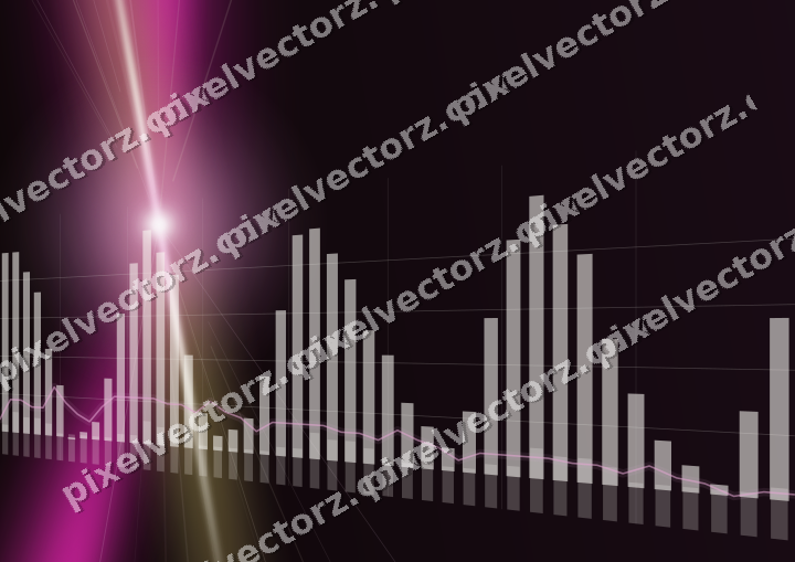 Glowing neon chart background in magenta and lime