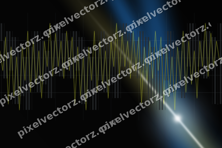 Glowing neon chart background in blue and yellow