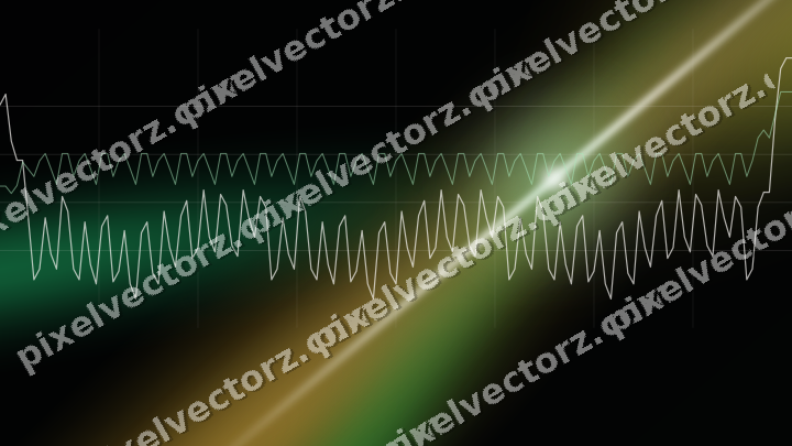 Glowing neon chart background in green and amber