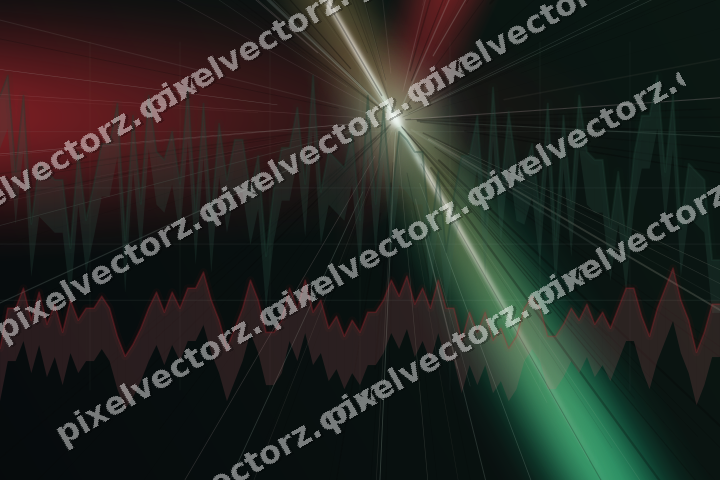 Glowing neon chart background in green and red