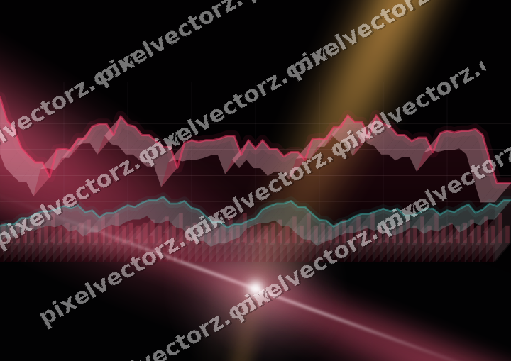 Glowing neon chart background in pink and amber
