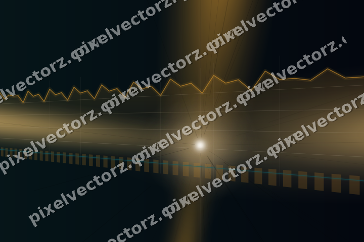 Glowing neon chart background in amber and teal