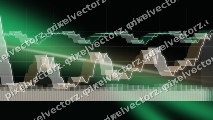 Glowing neon chart background in green and orange