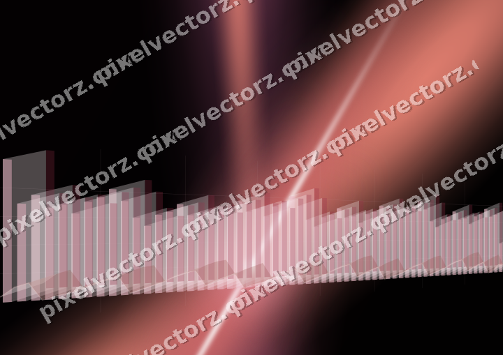 Glowing neon chart background in pink and red