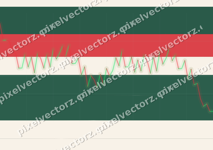 Glowing neon chart background in dark green and red