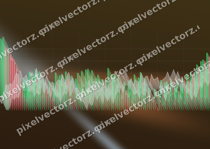 Glowing neon chart background in blue and orange