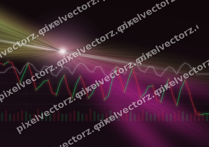 Glowing neon chart background in magenta and lime