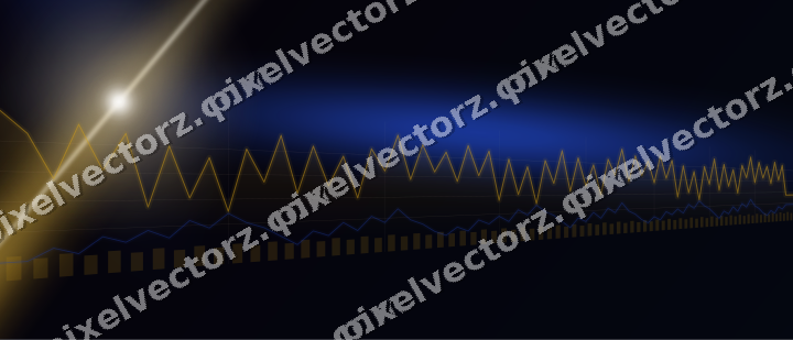Glowing neon chart background in amber and blue