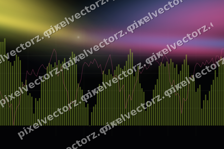 Glowing neon chart background in lime and amber
