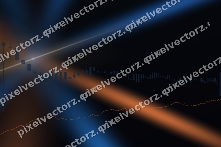 Glowing neon chart background in blue and orange