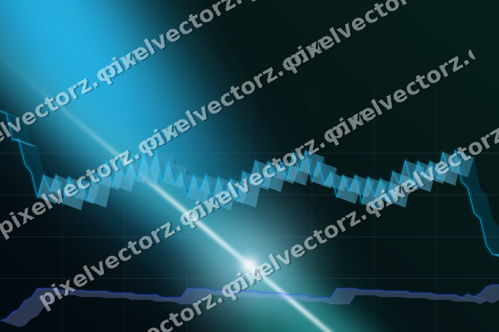Glowing neon chart background in cyan and teal