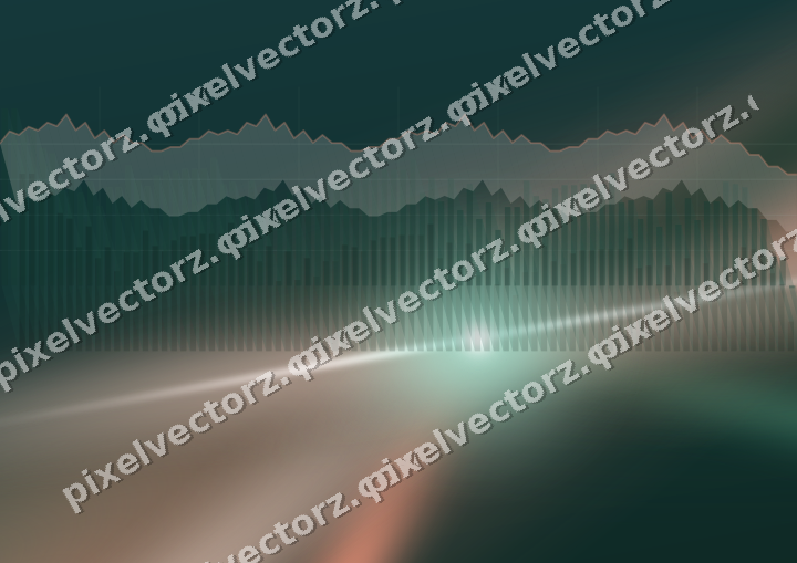 Glowing neon chart background in dark green and orange