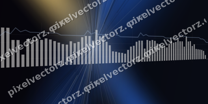 Glowing neon chart background in blue and amber