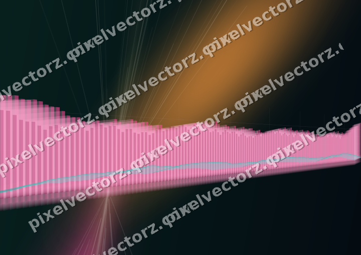Glowing neon chart background in pink and orange