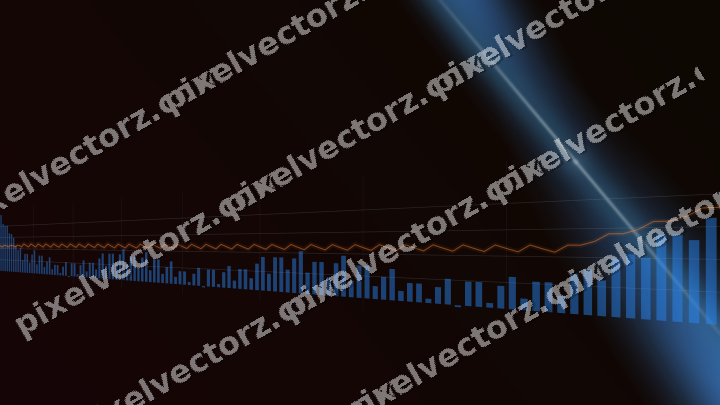 Glowing neon chart background in blue and red
