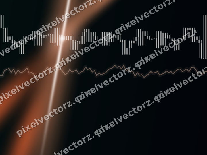 Glowing neon chart background in orange and teal