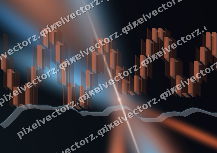 Glowing neon chart background in orange and cyan