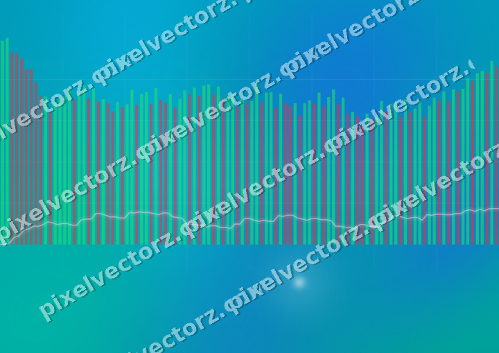Glowing neon chart background in cyan and teal