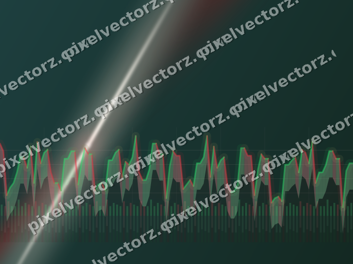 Glowing neon chart background in dark red and dark green