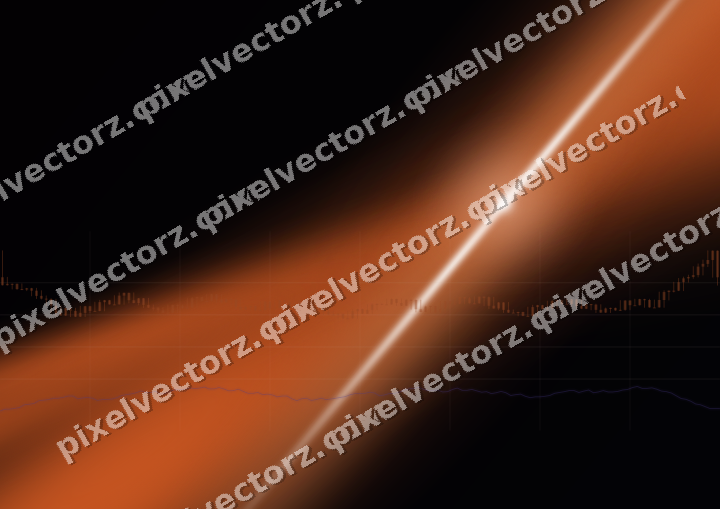 Glowing neon chart background in orange and blue