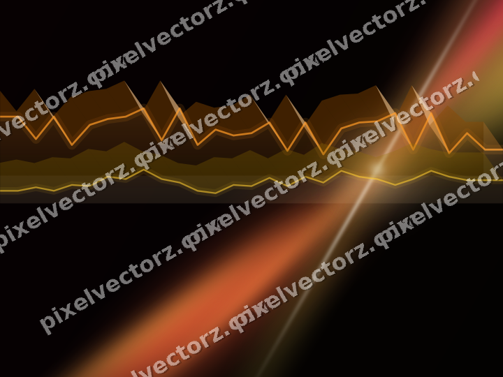 Glowing neon chart background in orange and amber
