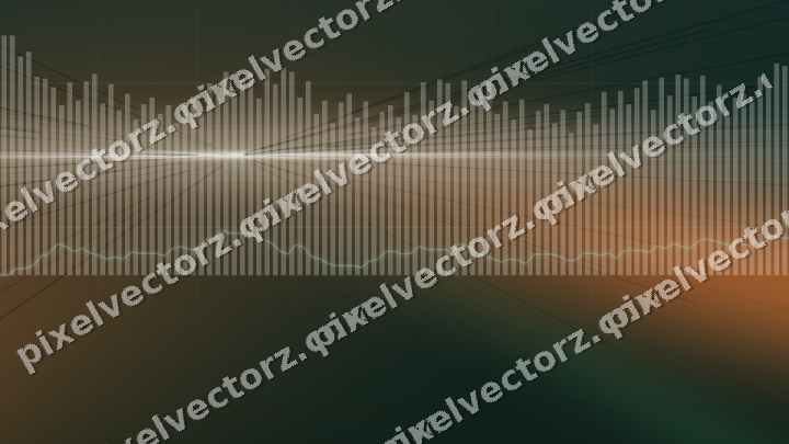 Glowing neon chart background in dark green and orange