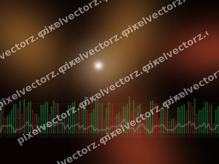 Glowing neon chart background in orange and amber