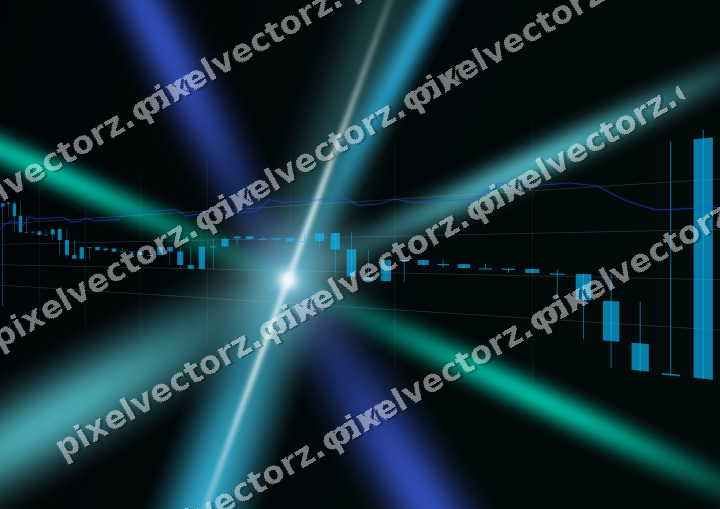 Glowing neon chart background in cyan and teal