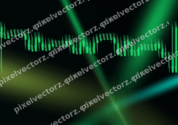Glowing neon chart background in green and lime