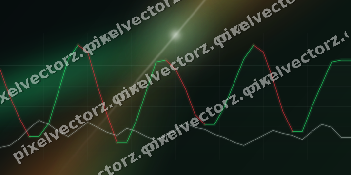 Glowing neon chart background in green and orange