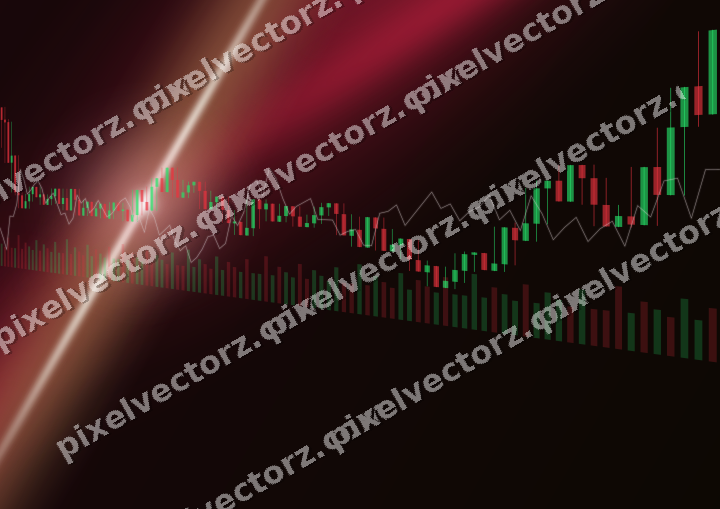 Glowing neon chart background in pink and red
