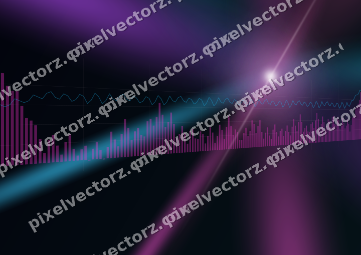 Glowing neon chart background in magenta and purple