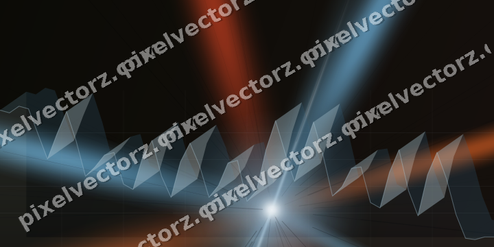 Glowing neon chart background in cyan and red