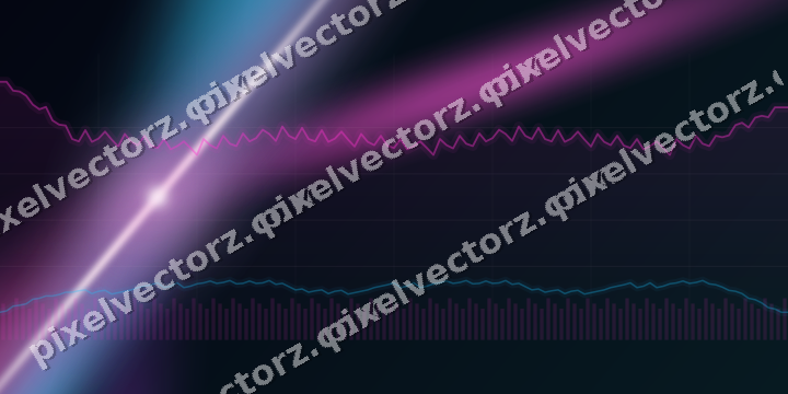 Glowing neon chart background in magenta and purple
