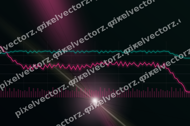 Glowing neon chart background in pink and orange